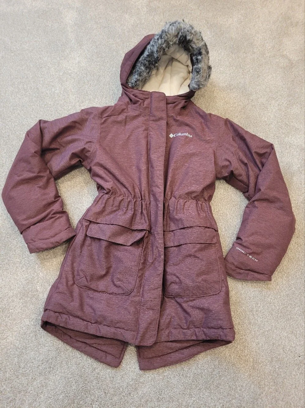 Columbia Girls’ Nordic Strider Waterproof Jacket Fur Hood Size 7/8